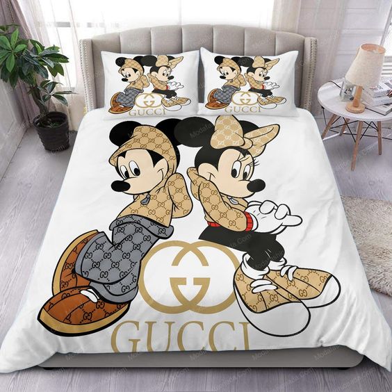 Gucci mickey mouse luxury brand model 51 bedding set