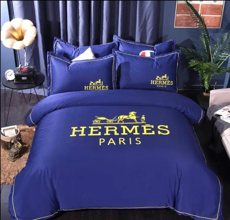 Hermes Blue Luxury Brand Bedding Set