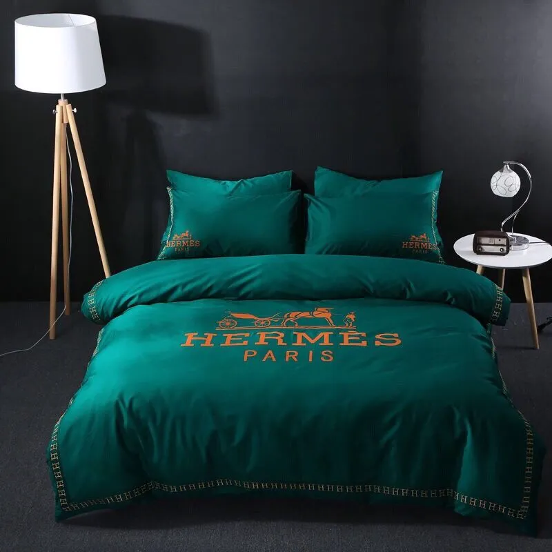 Hermes Dark Green Luxury Brand Premium Bedding Set