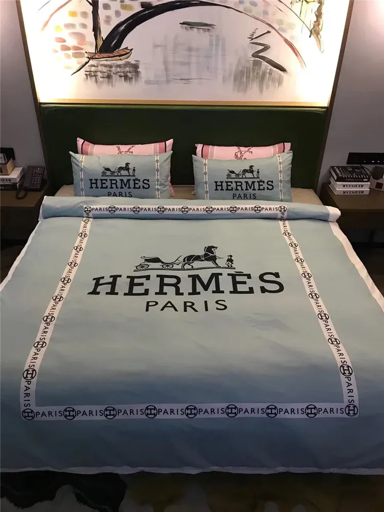 Hermes Light Blue Luxury Brand Premium Bedding Set