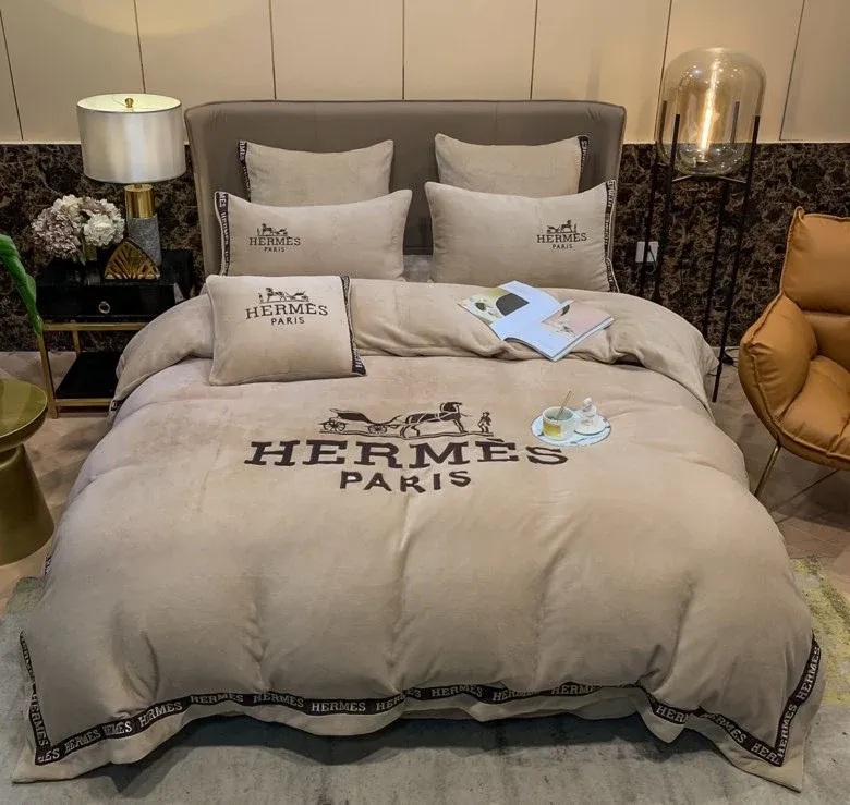 Hermes Light Brown Luxury Brand Premium Bedding Set