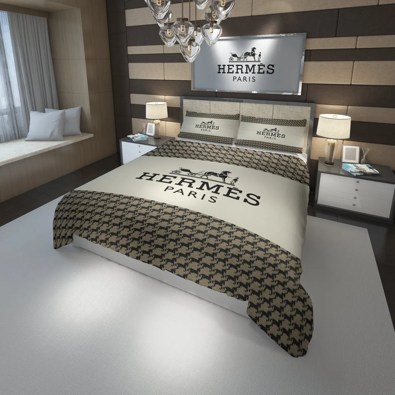 Hermes Logo New Fashion Luxury Brand Bedding Set