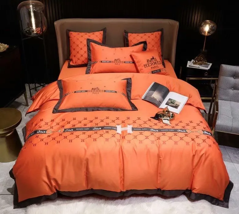 Hermes Orange Luxury Brand Bedding Set