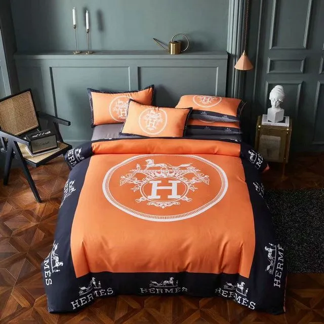 Hermes Orange Luxury Brand Bedding Sets