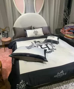 Hermes Paris Black Luxury Brand Bedding Set