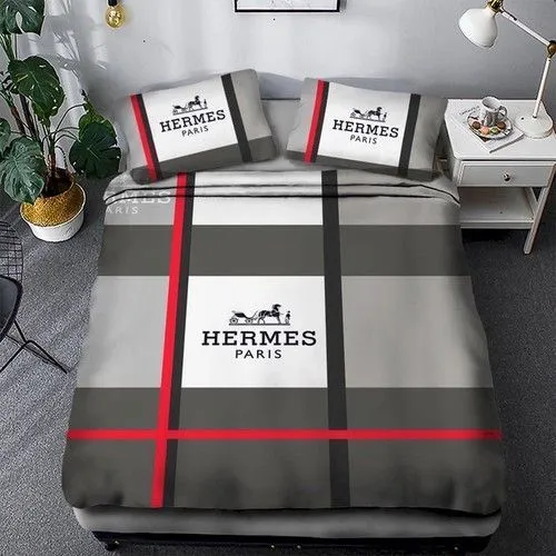 Hermes Paris Grey Luxury Brand Premium Bedding Set