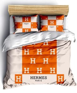 Hermes Paris Logo Fashion Luxury Brand Bedding Set