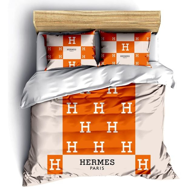 Hermes Paris Logo Fashion Luxury Brand Bedding Set