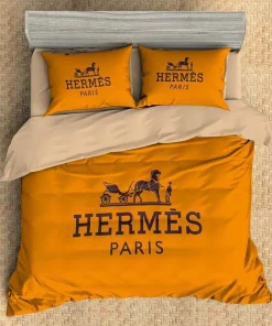 Hermes Paris Orange Fashion Luxury Brand Premium Bedding Set