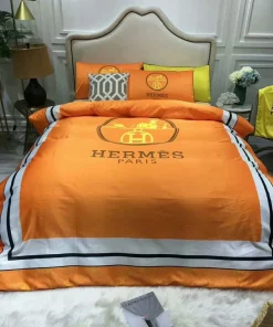 Hermes Paris Orange Luxury Brand Bedding Set