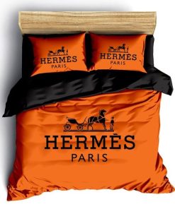 Hermes Paris Orange Luxury Brand Fashion Bedding Set