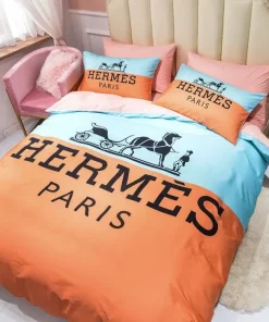 Hermes Paris Orange Luxury Brand Premium Bedding Set