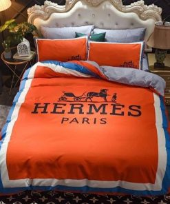 Hermes Paris Premium Logo Luxury Brand Bedding Set
