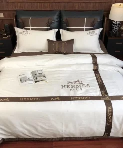 Hermes White Brown Luxury Brand Premium Bedding Set