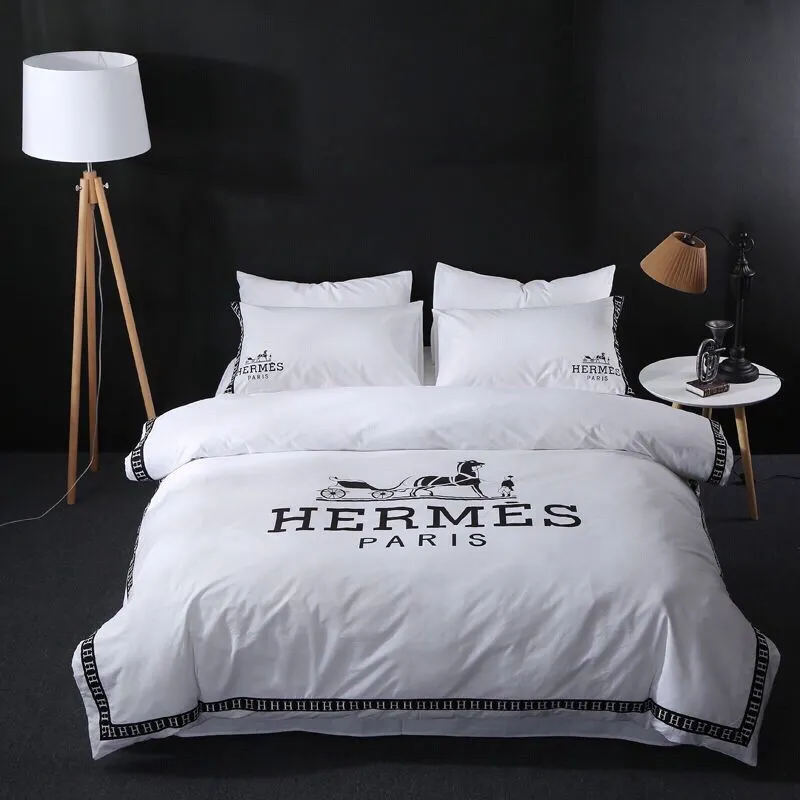 Hermes White Luxury Brand Premium Bedding Set