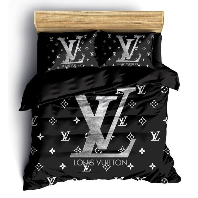 Louis Vuitton Black Luxury Brand Bedding Set