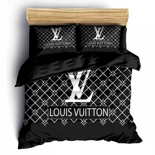 Louis Vuitton Black Luxury Brand Fashion Premium Bedding Set