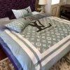 Louis Vuitton Blue Monogram Luxury Brand Bedding Set