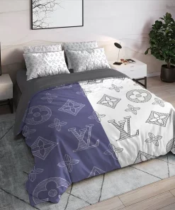 Louis Vuitton Blue White Luxury Brand High End Premium Bedding Set