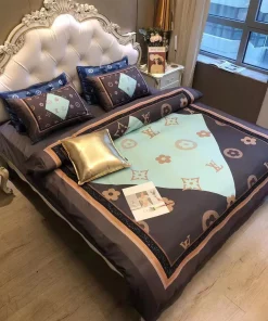 Louis Vuitton Brown Fashion Luxury Brand Bedding Set