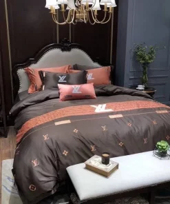 Louis Vuitton Brown Luxury Brand Bedding Set