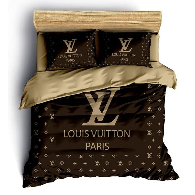 Louis Vuitton Brown Luxury Brand Bedding Sets