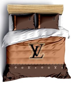 Louis Vuitton Brown Luxury Brand Fashion Bedding Set