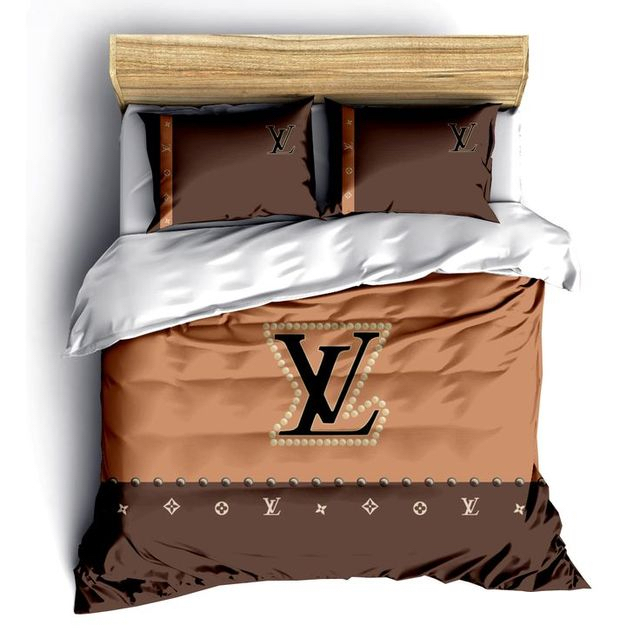 Louis Vuitton Brown Luxury Brand Fashion Bedding Set