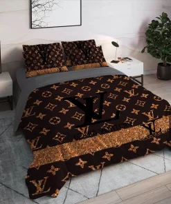 Louis Vuitton Brown Luxury Brand High End Premium Bedding Set