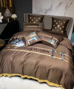 Louis Vuitton Brown Luxury Brand Premium Bedding Set