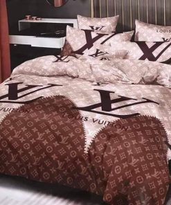 Louis Vuitton Brown Pinky Luxury Brand Bedding Set