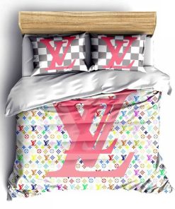 Louis Vuitton Colorful Luxury Brand Fashion Premium Bedding Set