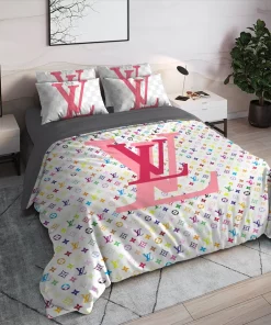 Louis Vuitton Colorful Luxury Brand High End Premium Bedding Set