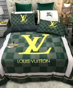 Louis Vuitton Dark Green Luxury Brand Bedding Set