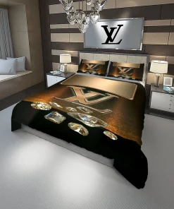 Louis Vuitton Diamond Fashion Luxury Brand Bedding Set