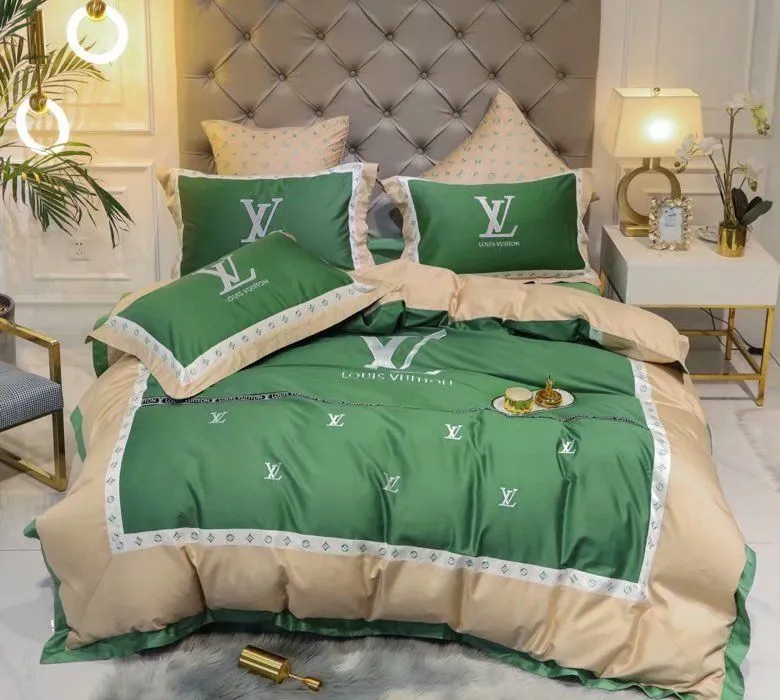 Louis Vuitton Light Green Luxury Brand Premium Bedding Set