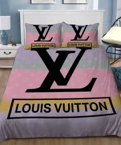 Louis Vuitton Logo Luxury Brand Bedding Set