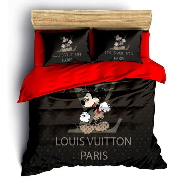 Louis Vuitton Mickey Mouse Luxury Brand Fashion Bedding Set