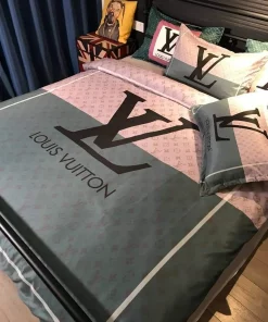 Louis Vuitton Pink Grey Luxury Brand Bedding Set