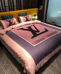 Louis Vuitton Purple Pinky Luxury Brand Bedding Set