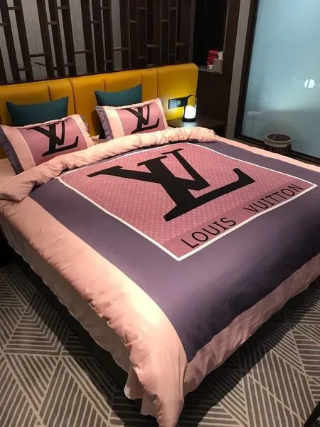 Louis Vuitton Purple Pinky Luxury Brand Bedding Set