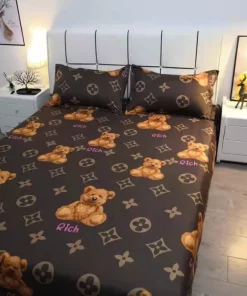 Louis Vuitton Rich Bear Brown Luxury Brand Bedding Set