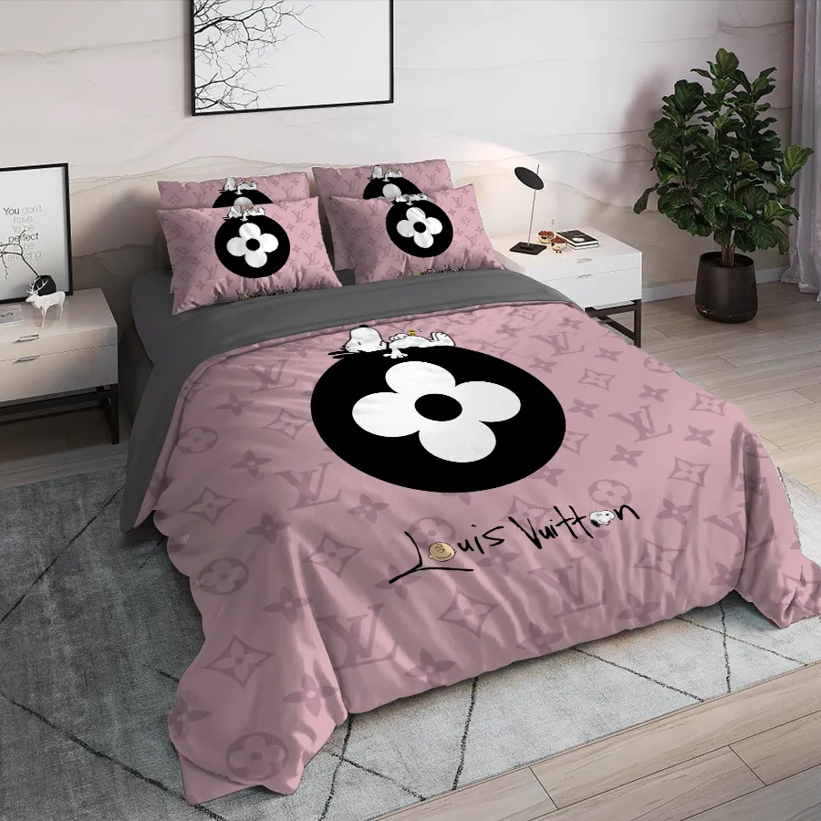 Louis Vuitton Snoopy Pinky Luxury Brand High End Premium Bedding Set