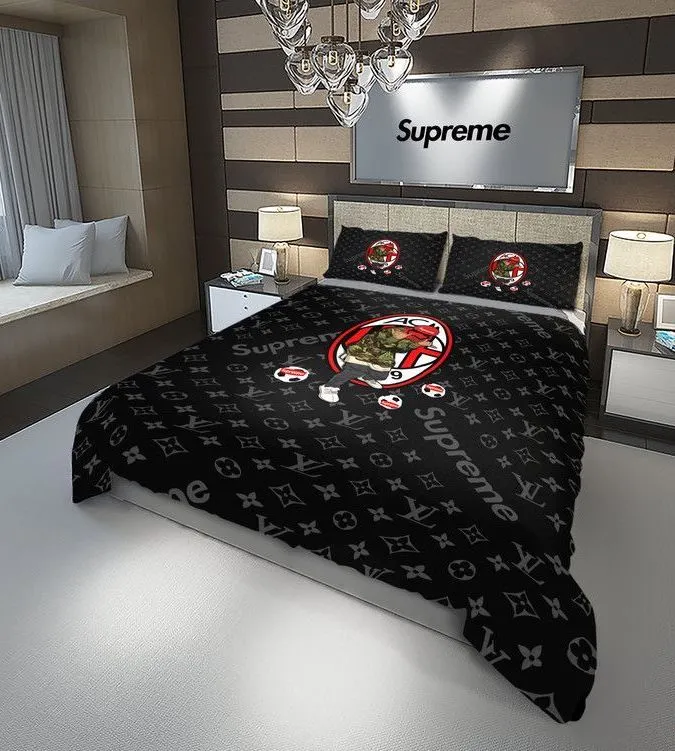 Louis Vuitton Supreme AC Milan FC Luxury Brand Bedding Set