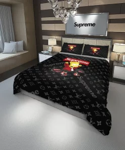 Louis Vuitton Supreme Bart Simpson Black Luxury Brand Bedding Set