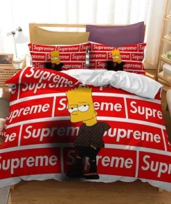 Louis Vuitton Supreme Bart Simpson Luxury Brand Bedding Set