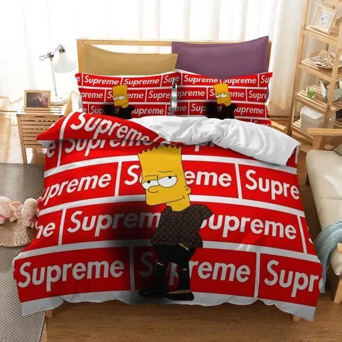 Louis Vuitton Supreme Bart Simpson Luxury Brand Bedding Set