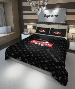 Louis Vuitton Supreme Snoopy Skateboard Black Luxury Brand Bedding Set