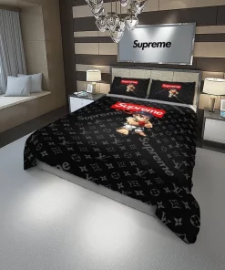 Louis Vuitton Supreme Street Fighter Black Luxury Brand Bedding Set