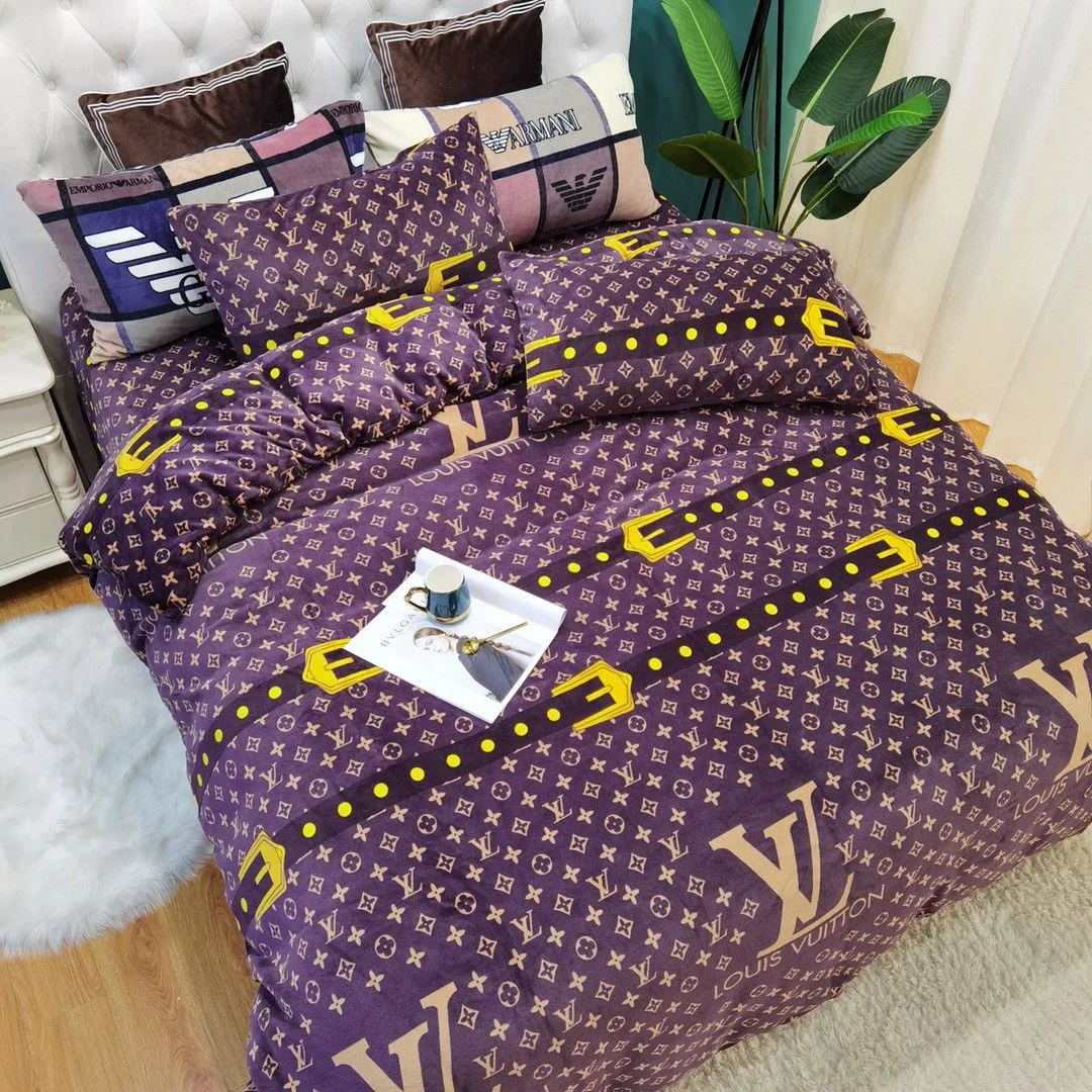 Louis Vuitton Violet Luxury Brand Premium Bedding Set